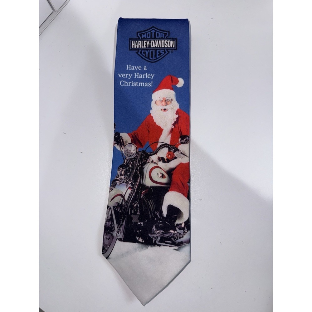 Vintage Harley Davidson 1999 Santa Claus Christmas Tie 3.5" Width USA S